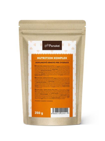 Komplexní směs minerálů a vitamínů pro psy Nutrition Komplex Panakei ve formě sypkého prášku na podporu celkového zdraví.