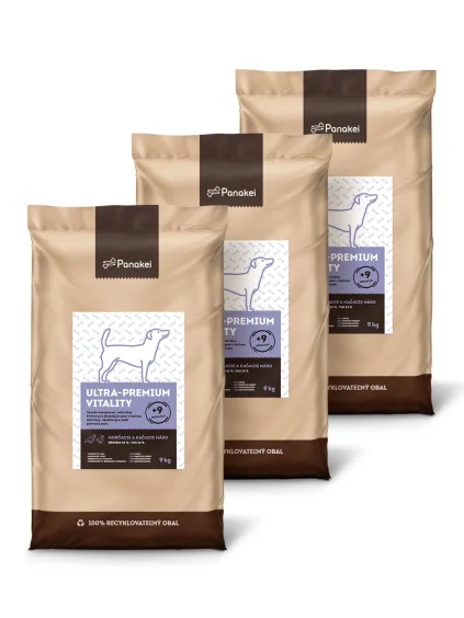 Ultra-premium krmivo Panakei Vitality pro dospělé psy malých plemen: vyvážená receptura s krůtím a kachním masem (27 kg).