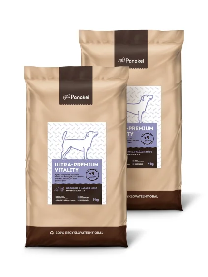 Ultra-premium krmivo Panakei Vitality pro dospělé psy malých plemen: vyvážená receptura s krůtím a kachním masem (18 kg).