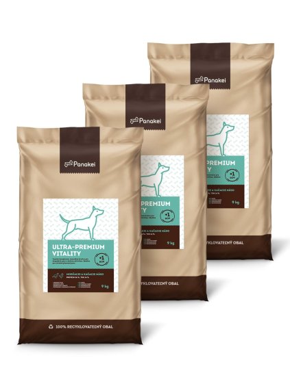 Granule Panakei Krůta + Kachna (27 kg) ve 100% recyklovatelném obalu – ideální volba pro střední plemena psů.