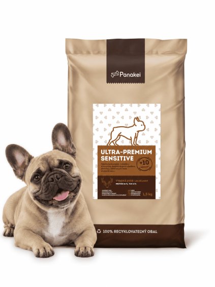 Balení 1,5 kg granuli Panakei Jelen lesní SENSITIVE: Perfektní volba pro ochutnání nebo menší psy s citlivým zažíváním.